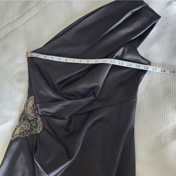 Eliza J embellish side one shoulder lined cocktail formal dress - Picture 9 of 11